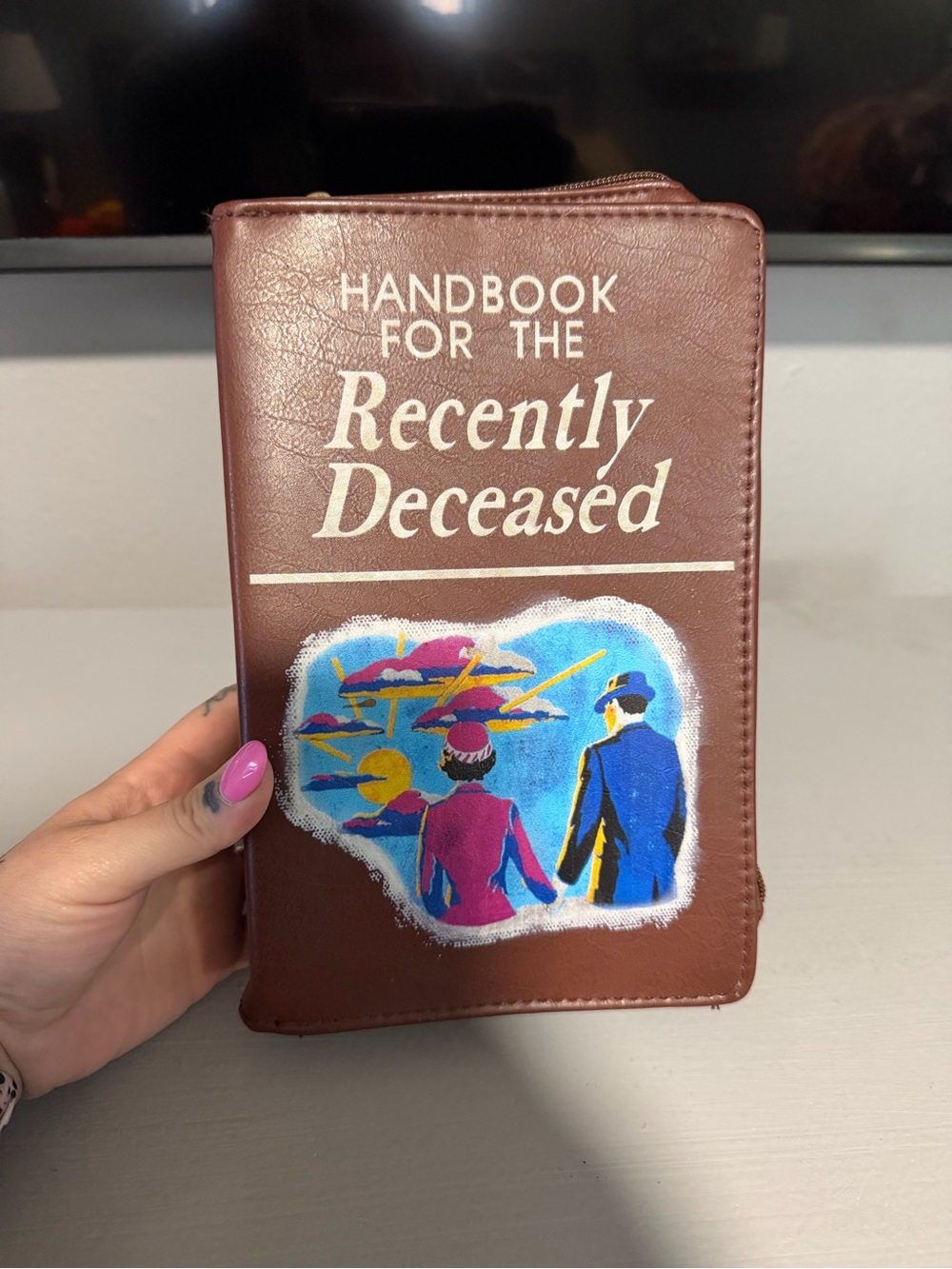 Bettlejuice recently deceased handbook crossbody purse book purse brown